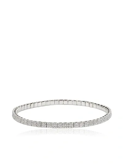 Shay 18k White Gold Stretch Diamond Bracelet In Silver