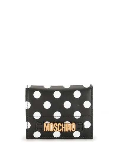 Moschino Polka Dotted Logo Wallet In Black