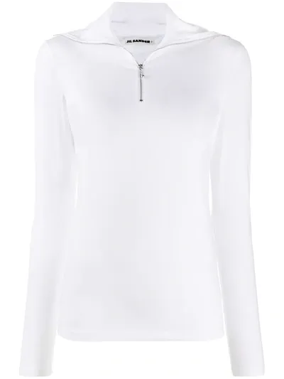 Jil Sander High-neck Zip-up Top In White