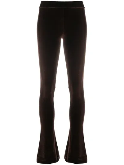 Supriya Lele Velvet Bootcut Leggings In Brown