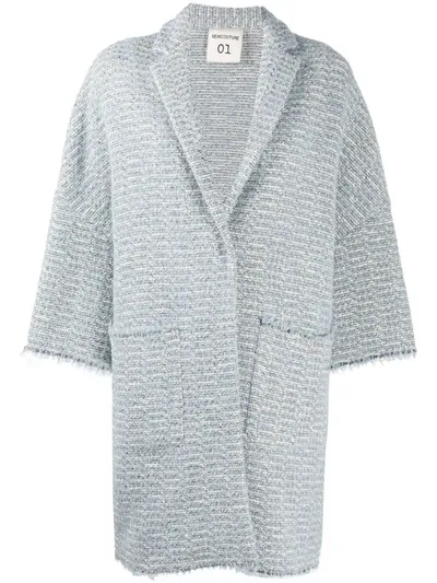 Semicouture Bouclé Weave Jacket In Blue