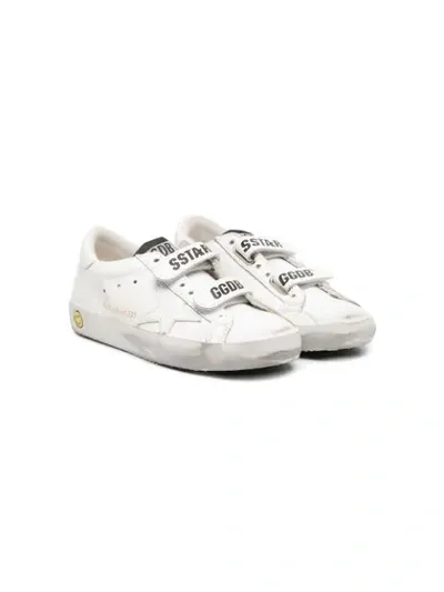 Golden Goose Kids' Double Logo Strap Sneakers In White