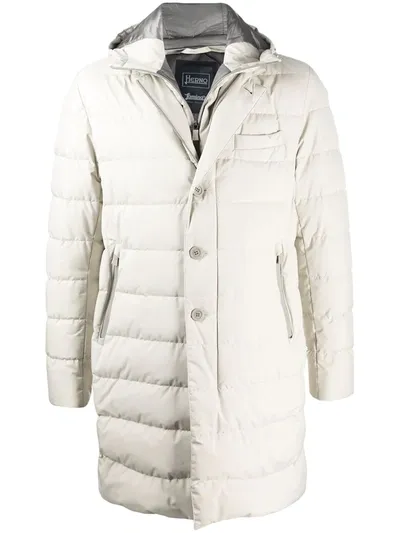 Herno Hooded Padded Coat In Neutrals