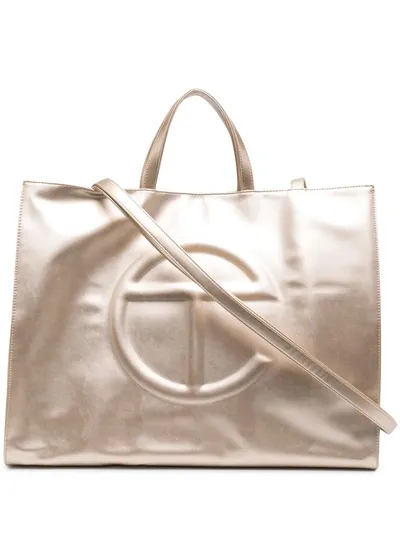 Telfar Embossed Logo Tote In Gold