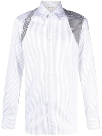 Alexander Mcqueen Men's Striped Shoulder Harness Sport Shirt In White