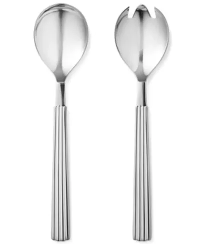 Georg Jensen Bernadotte 2-piece Stainless Steel Salad Spoon Set In Silver