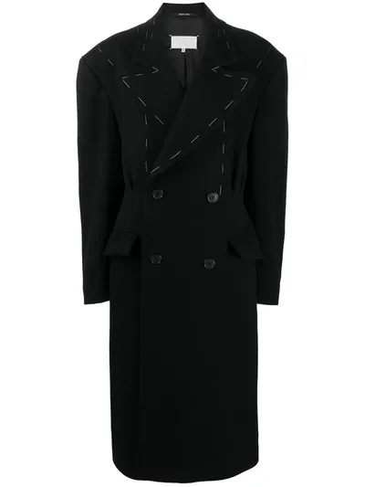 Maison Margiela Four-stitch Double-breasted Coat In Black