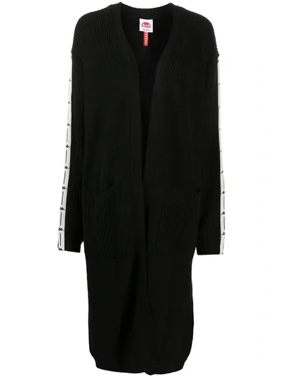 Kappa Logo-stripe Knitted Cardigan In Black