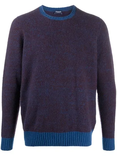 Drumohr Two-tone Knit Jumper In Blue