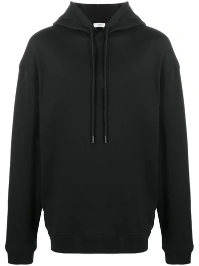 Closed Drawstring Cotton Hoodie In Black