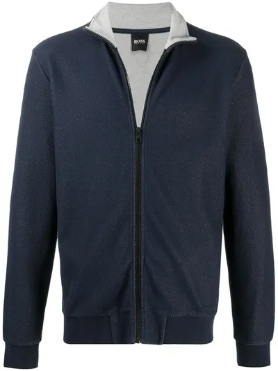 Hugo Boss High-neck Bomber Jacket In Blue