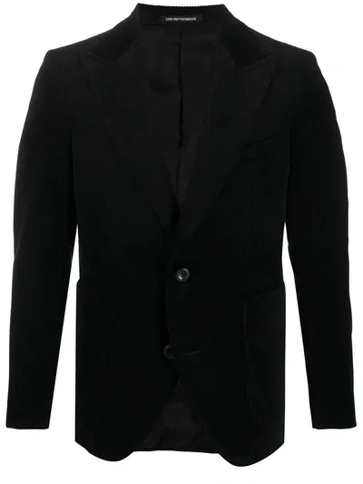 Emporio Armani Cotton-blend Blazer In Black