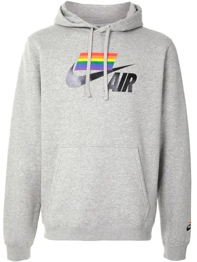 Nike Rainbow Flag Logo Hoodie In Grey