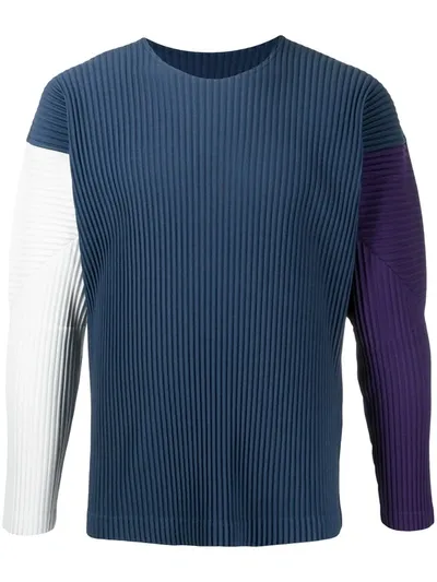 Issey Miyake Plissé Pleated Top In Blue