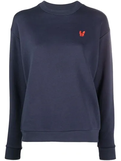 Etre Cecile Embroidered Bulldog Sweatshirt In Blue