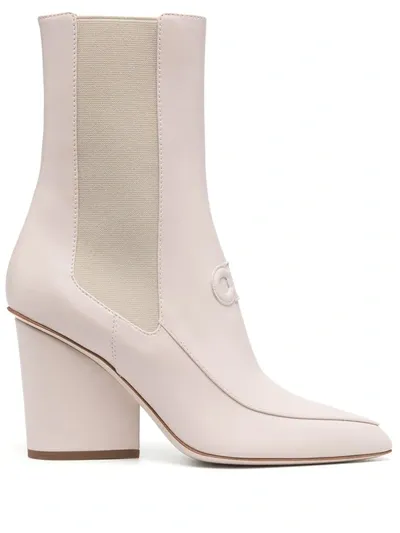 Ferragamo Gancini Block-heel Boots In Neutrals