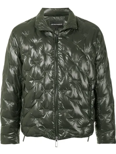 Emporio Armani Quilted Down Jacket In Green