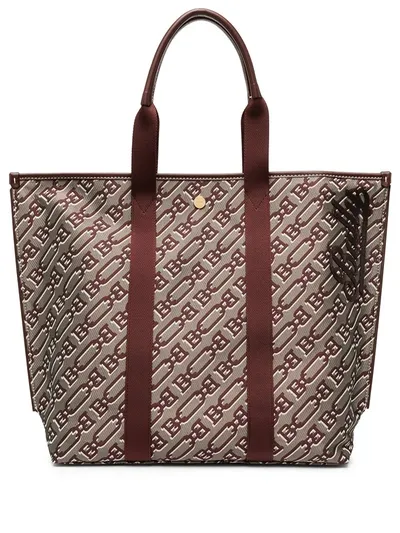 Bally Monogram-print Jaquard Tote In Red