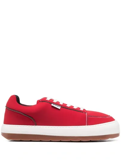 Sunnei Logo Patch Sneakers In Red