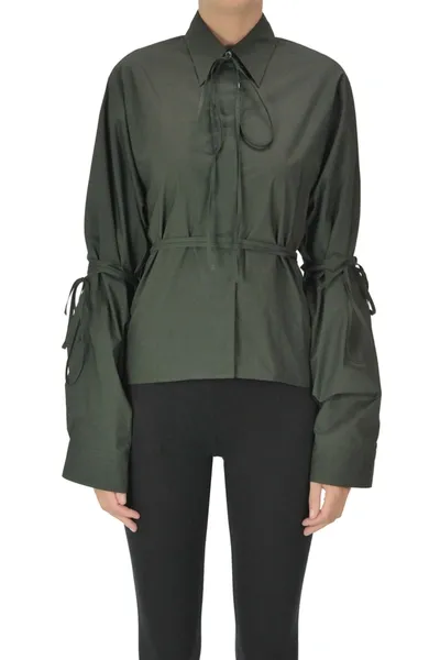 Mm6 Maison Margiela Cotton Shirt In Dark Green