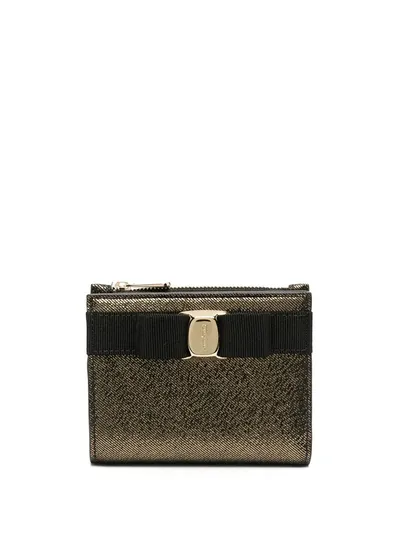 Ferragamo Vara Bow Compact Wallet In Gold