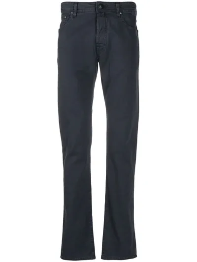 Jacob Cohen Mid-rise Straight Leg Trousers In Blue