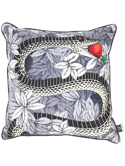 Fornasetti Peccato Originale Silk Cushion In Grey