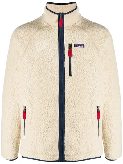 Patagonia Retro Pile Logo-patch Jacket In Beige