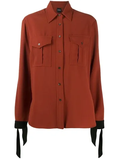 Aspesi Tied-cuffs Longsleeved Shirt In Brown