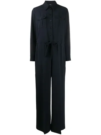 Aspesi Longsleeved Shirt Jumpsuit In Blue