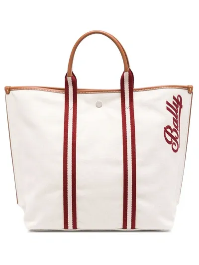 Bally Contrasting Trim Tote In Neutrals