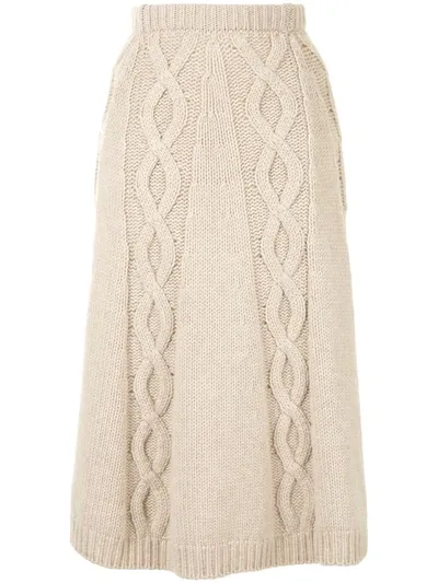 Brock Collection Redden Cashmere Knit Skirt In Neutrals