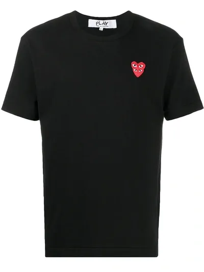 Comme Des Garçons Play Logo-embroidered T-shirt In Black