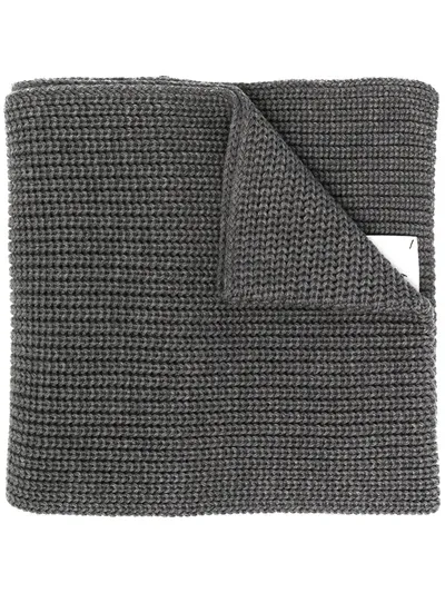 Dondup Teen Logo Patch Merino Wool Scarf In Grey