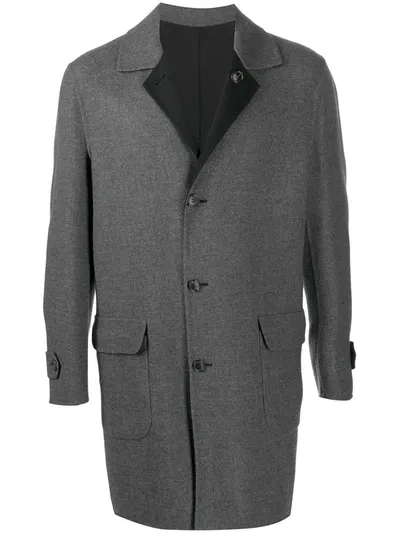 Corneliani Reversible Single-breasted Coat In Grey