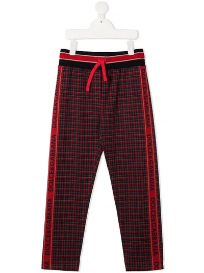 Dolce & Gabbana Kids' Check-print Trousers In Blue