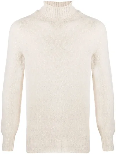 Drumohr Ribbed Roll Neck Jumper In Neutrals