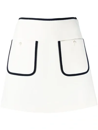 Miu Miu Contrast-trim Mini Skirt In Weiss