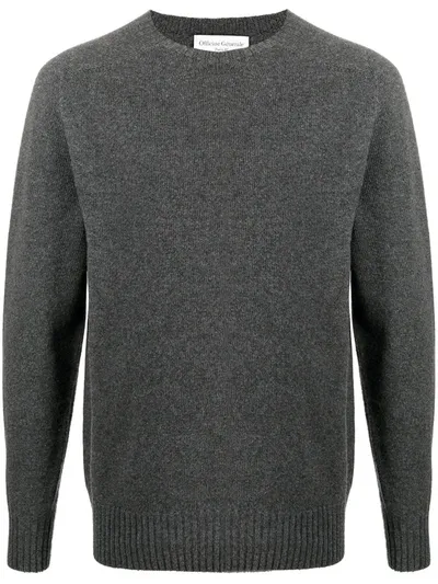 Officine Generale Crew Neck Cashmere-merino Knit Jumper In Grey