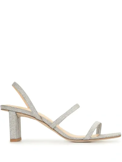 By Far Liu Glitter Strap Sandals In Silver