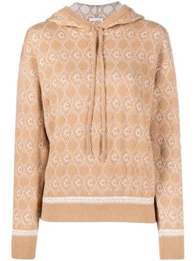 Chloé Jacquard-knit Wool-blend Hoodie In Brown