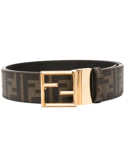 Fendi Zucca Buckle Belt In Brown