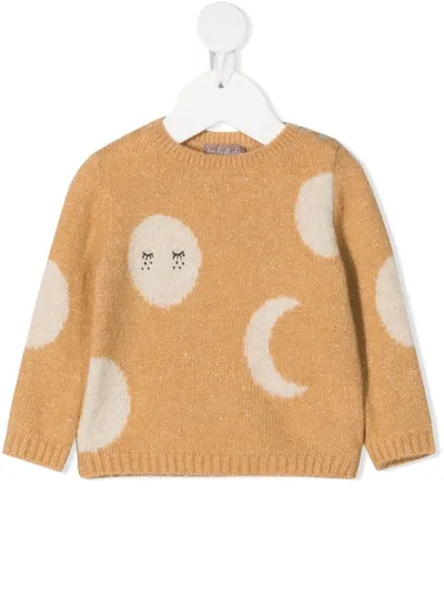 Emile Et Ida Kids' Moon Knit Jumper In Brown