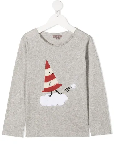 Emile Et Ida Kids' Attention Cone T-shirt In Grey