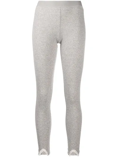 Kristensen Du Nord Ruffled-hem Cotton Leggings In Grey