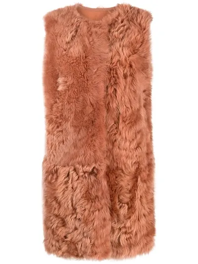 Yves Salomon Longline Lamb Fur Gilet In Pink