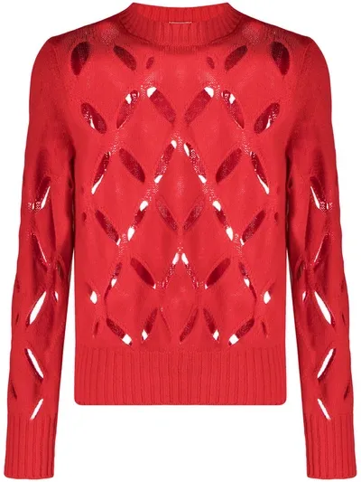 Stefan Cooke Open-knit Wool Jumper In Red