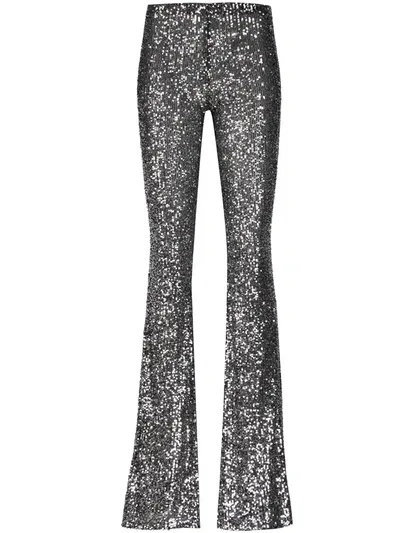 Alchemy Sequin-embellished Flared Trousers In Silver