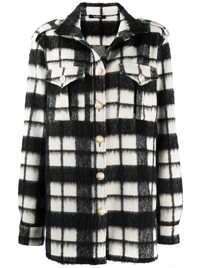 Amen Oversize Checked Knitted Shirt In Black