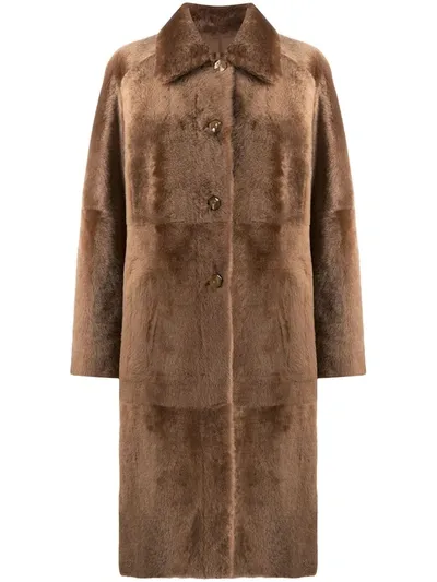 Drome Reversible Shearling Coat In Brown